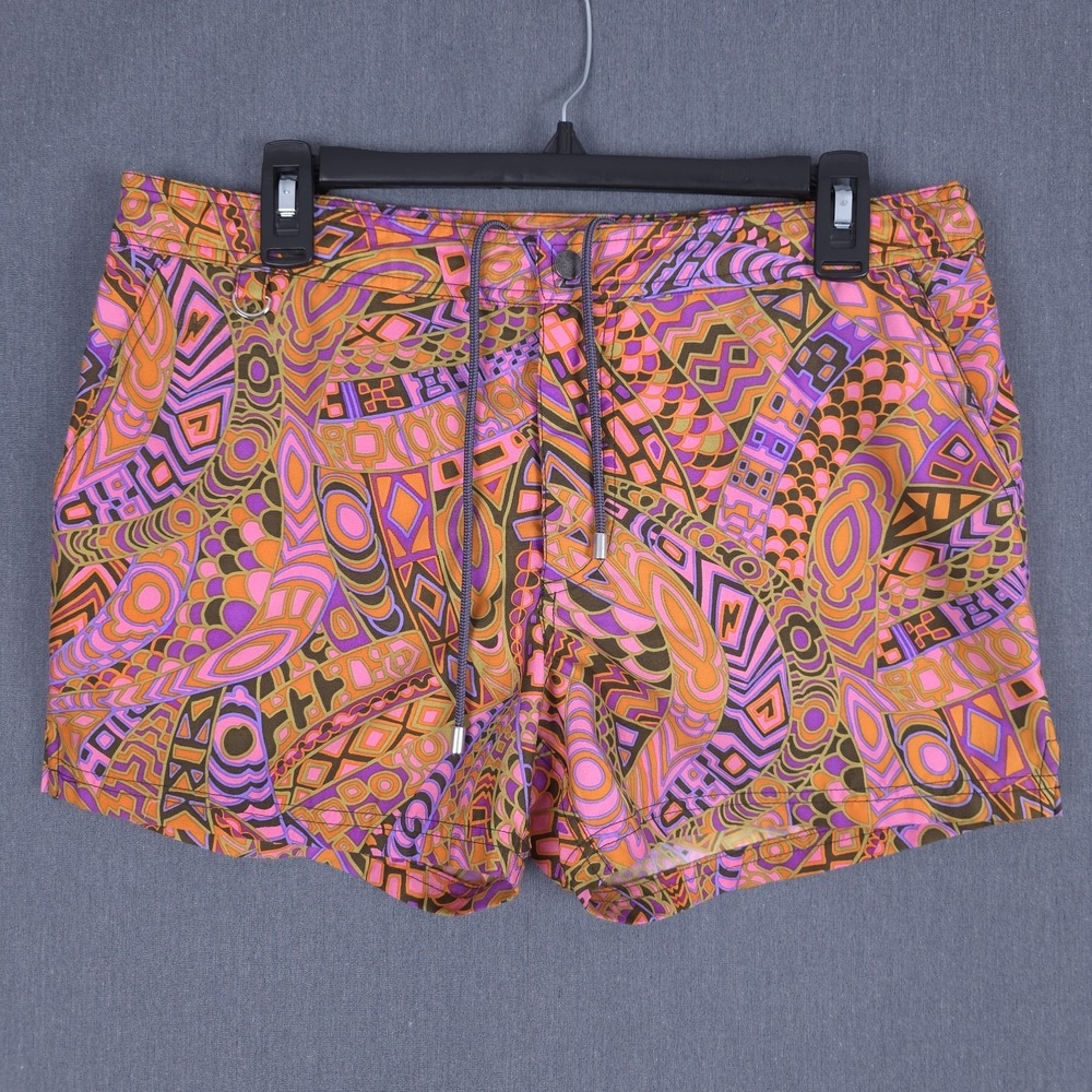 Mr Turk‎ Swim Shorts Mens 32 (Fits 33x3.5) Abstract Psychedelic AOP Lined Trunks
